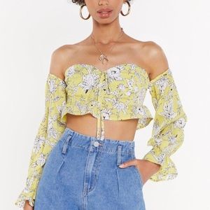 NWT:NastyGal- In Bloom Off-the-Shoulder Floral Top